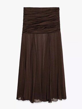 Zara, ZW Collection Semi-Sheer Draped Skirt | Size: S